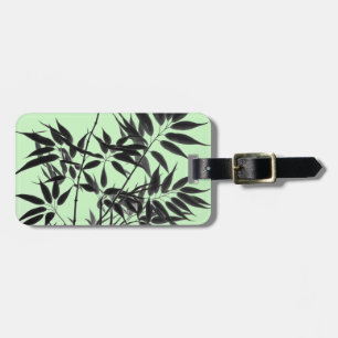 Black and Mint Green Bamboo Plant Luggage Tag