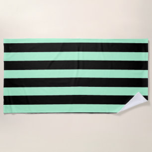 Black and Mint Green Beach Towel