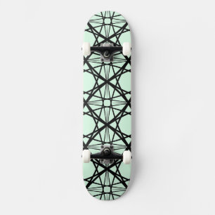 Black and Mint Green Geometric Art  House Flag Skateboard