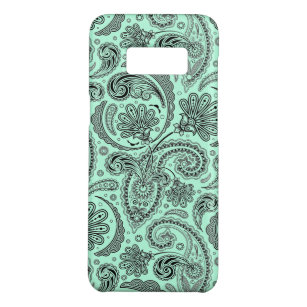 Black And Mint-Green Vintage Floral Paisley Case-Mate Samsung Galaxy S8 Case