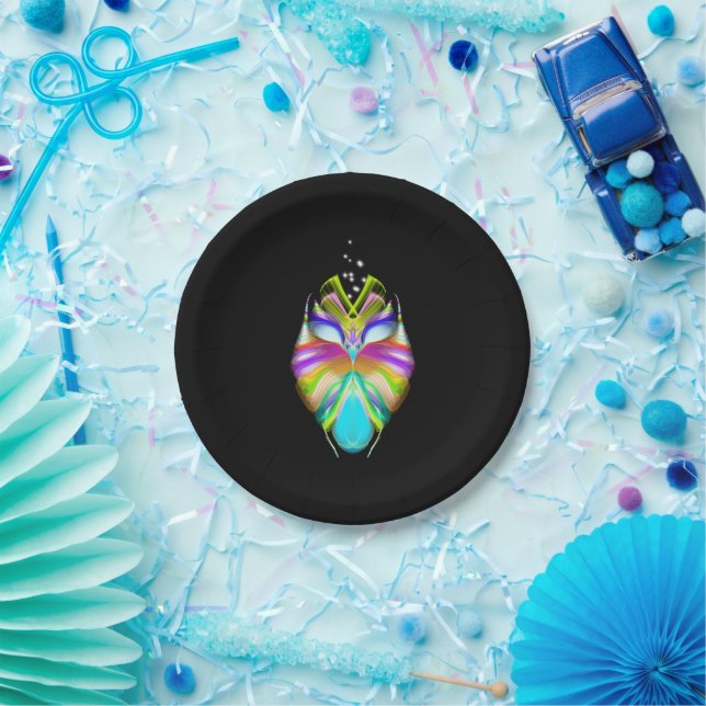 Black and Multicolor Oracle Owl Paper Plate (Party)