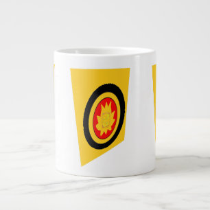 Black and mustard coloured graphic modern art large coffee mug