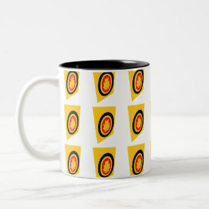 Black and mustard coloured graphic modern art Two-Tone coffee mug