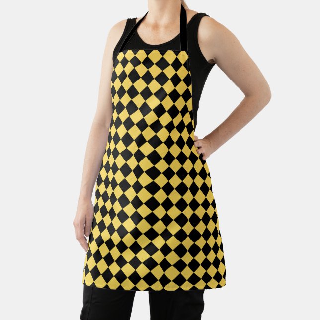 Black and Mustard Yellow Chevron Pattern Stylish Apron (Insitu)
