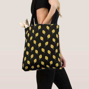 Black and Muted Golden Leaves Tote Bag