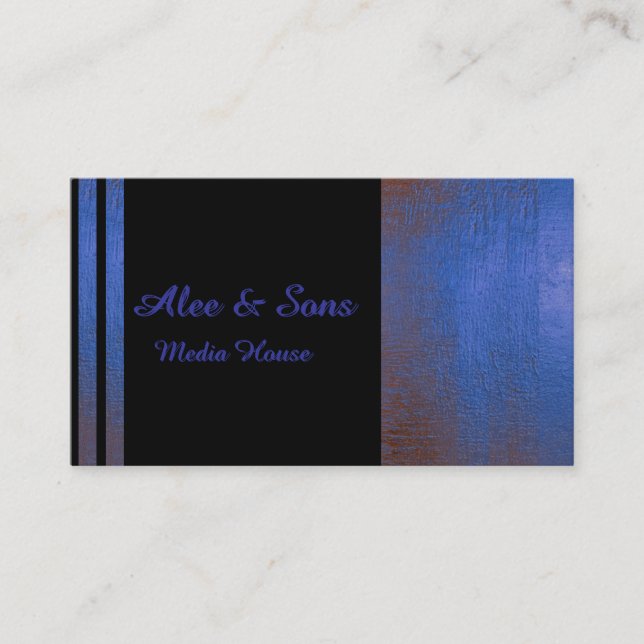Black and Navy Blue Marble Business Card (Front)