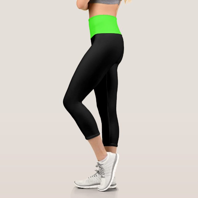 Black and Neon Green Capri Leggings (Left)