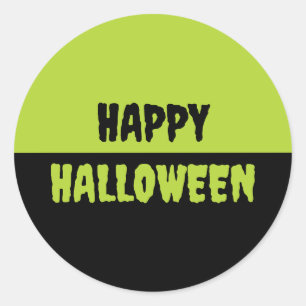 Black and Neon Green Classic Round Sticker