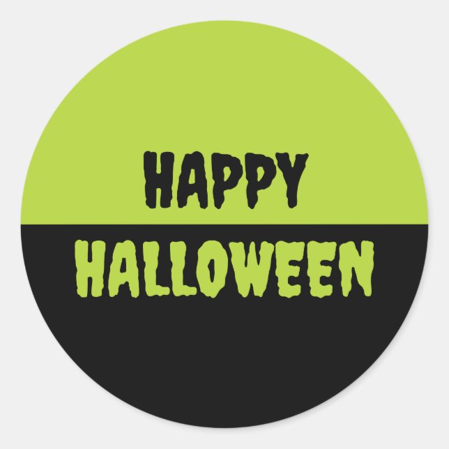 Black and Neon Green Classic Round Sticker (Front)