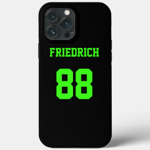 Black and Neon Green Jersey Name Number iPhone 13 Pro Max Case
