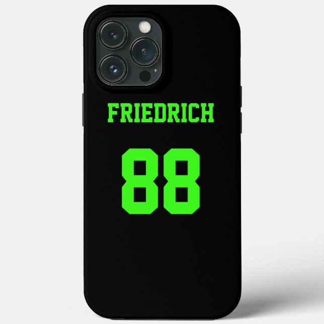 Black and Neon Green Jersey Name Number Case-Mate iPhone Case (Back)