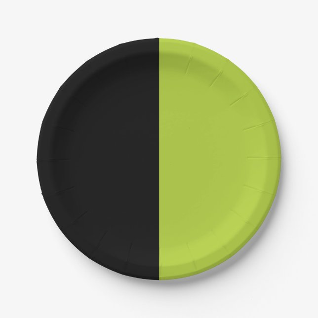 Black and Neon Green Paper Plate (Front)