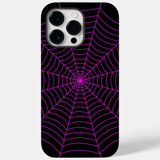 Black and neon pink spider web Halloween pattern Case-Mate iPhone Case (Back)
