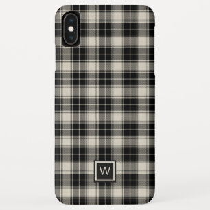 Black and Off White Plaid with Monogram Case-Mate iPhone Case