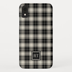 Black and Off White Plaid with Monogram Case-Mate iPhone Case
