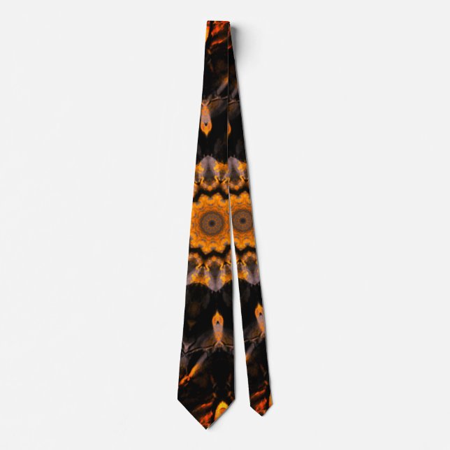 Black and Orange Abstract  Tie (Front)