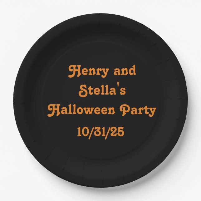 Black and Orange Awesome Halloween Paper Plate (Front)