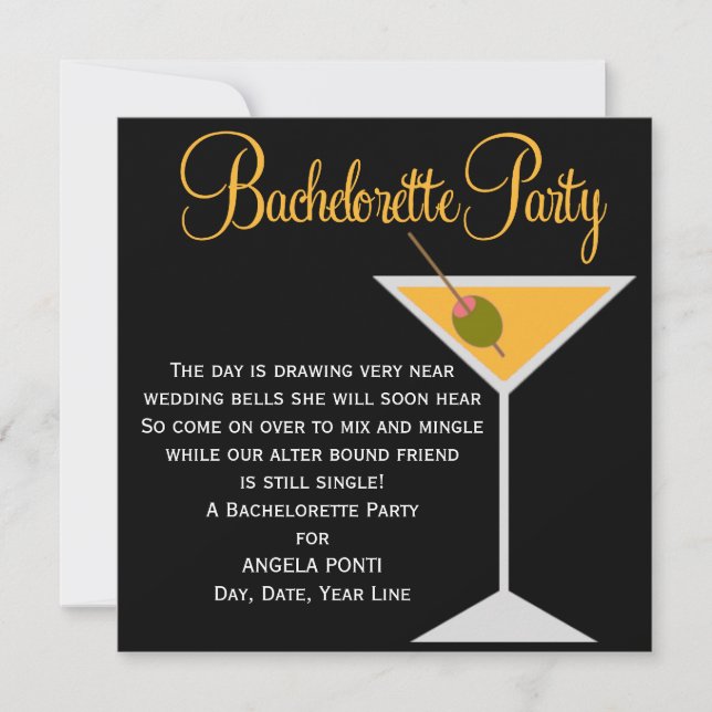 Black and Orange Bachelorette Invitation (Front)