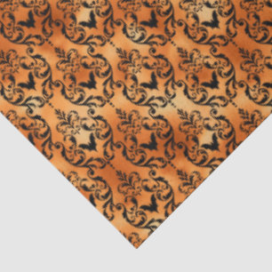 Black and Orange Bat Toile Halloween Tissue Paper