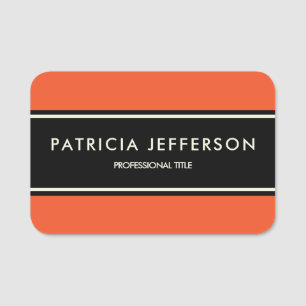 Black And Orange Bold Statement: A Creative Fusion Name Tag