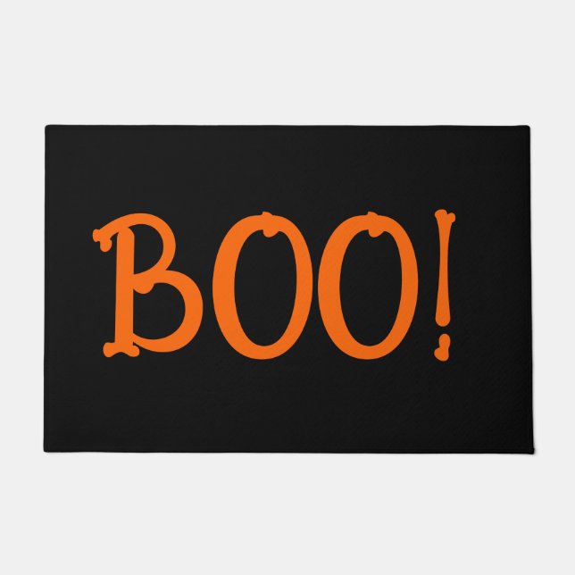 Black and Orange Bony Boo! Doormat (Front)
