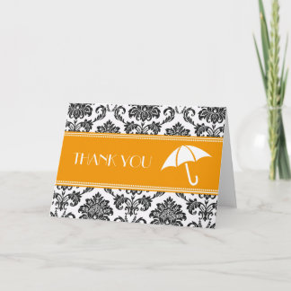 Black and Orange Bridal Shower Thank You Card