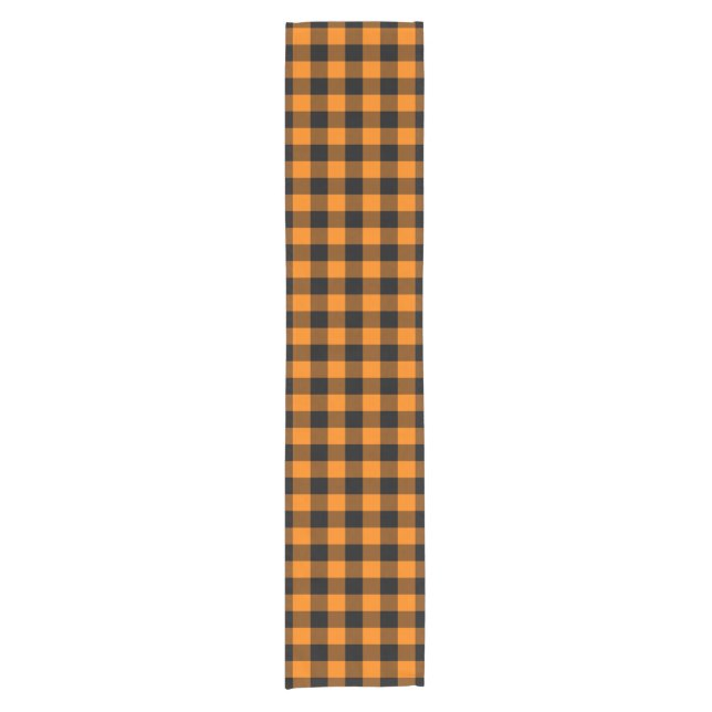 Black and Orange Buffalo Check Short Table Runner (Front)