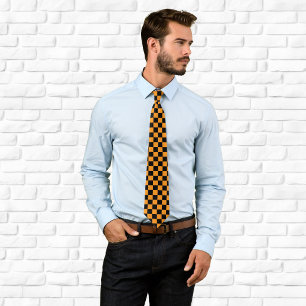 Black and Orange Chequered Tie