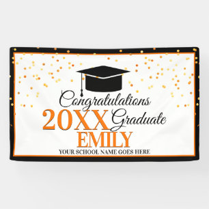 Black and Orange Congratulations Graduate Banner