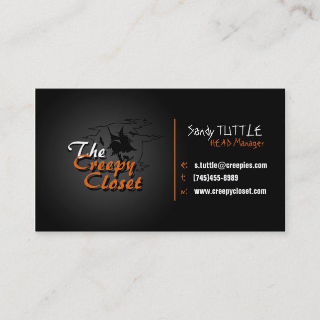 Black and Orange Creepy Business Card (Front)