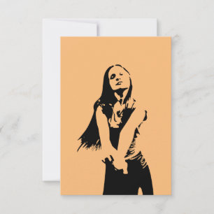 Black and Orange Dancing Girl Silhouette Card
