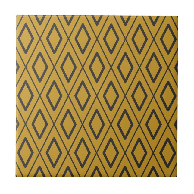 Black and orange dynamic geometric pattern tile (Front)