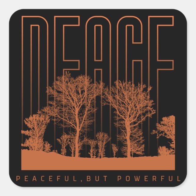 Black and Orange Futuristic Peace Square Sticker (Front)