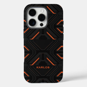 Black and orange Gaming background personalised iPhone 16 Pro Case