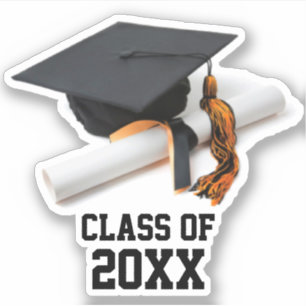 Black and Orange Graduation Cap & Tassel Class Of