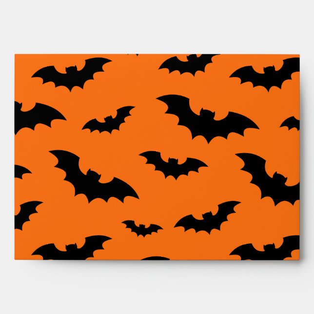 Black and orange Halloween envelopes with bats (Front)