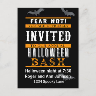 Black and Orange Halloween Party Invitations