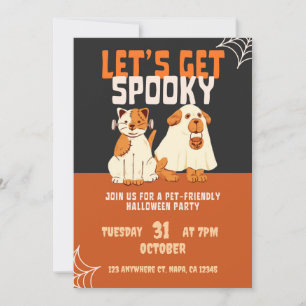 Black and Orange Halloween Pet-Friendly Party Invitation