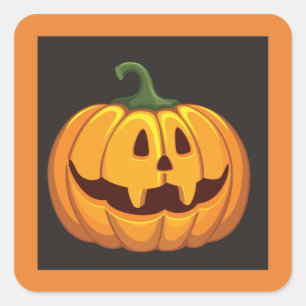 Black and Orange Halloween Pumpkin Square Sticker
