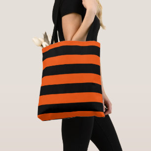 Black and Orange Halloween Stripes  Tote Bag