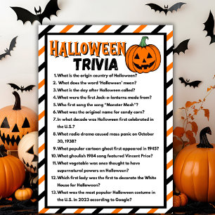 Black And Orange Halloween Trivia Game Card