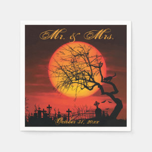 Black And Orange Halloween Wedding Napkins