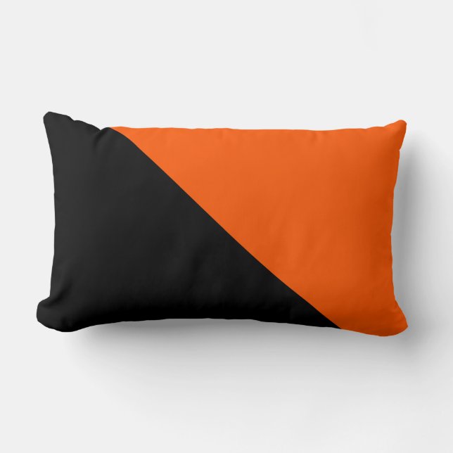 Black And Orange Halves Lumbar Cushion (Front)