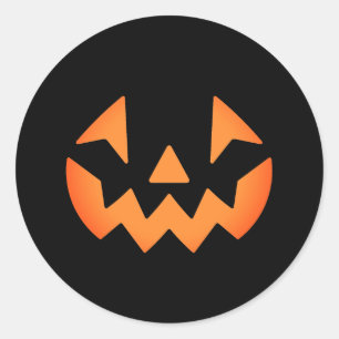Black and Orange Jack-o-lantern pumpkin face Classic Round Sticker