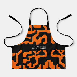 Black and orange maze Abstract Geometric Pattern Apron