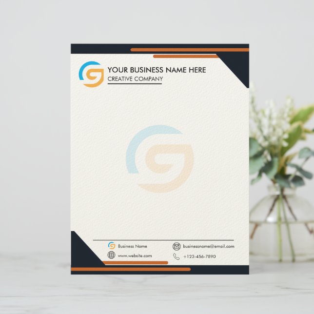 Black and Orange Modern Business Letterhead (Standing Front)