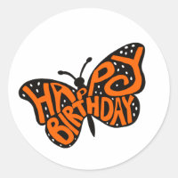 Black and Orange Monarch Butterfly Happy Birthday