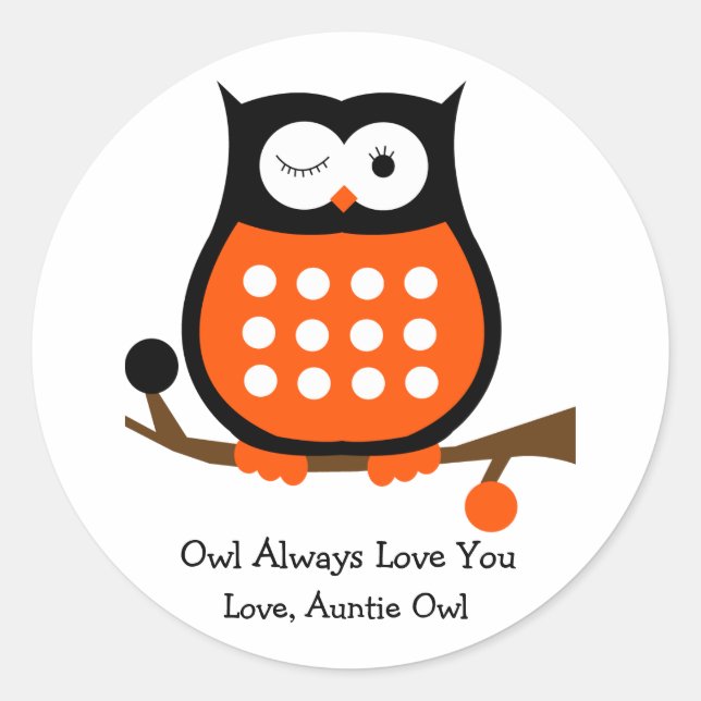 Black and Orange Owl Sticker (Front)