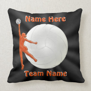 Black and Orange Personalised VOLLEYBALL Pillow