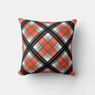 Black and orange plaid cushion